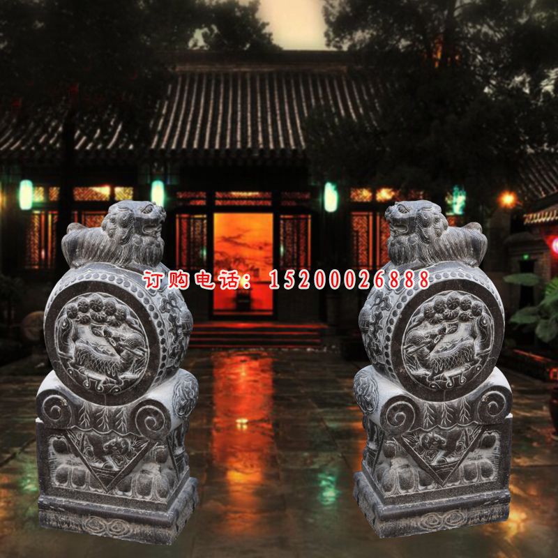 青石门墩雕塑  石雕门口雕塑 (9)