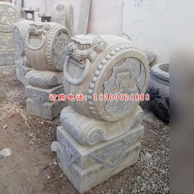 石抱鼓，石门墩，仿古抱鼓 (2)