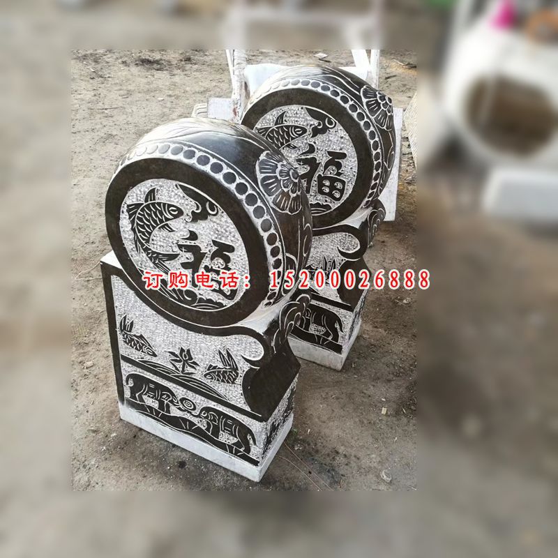年年有余抱鼓石雕塑，庭院景观摆件