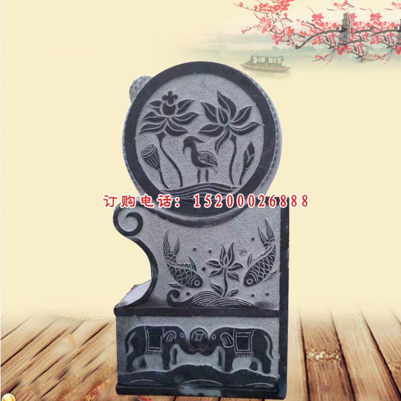 麒麟浮雕抱鼓石 仿古门墩石雕 (12)