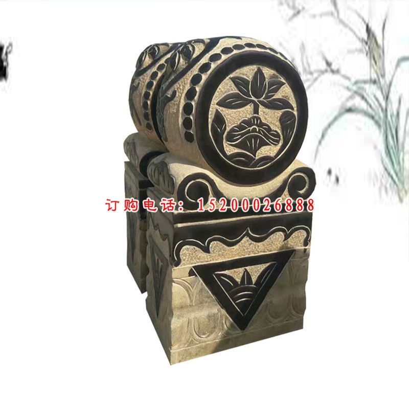 青石抱鼓石  石雕大象门墩雕塑 (7)