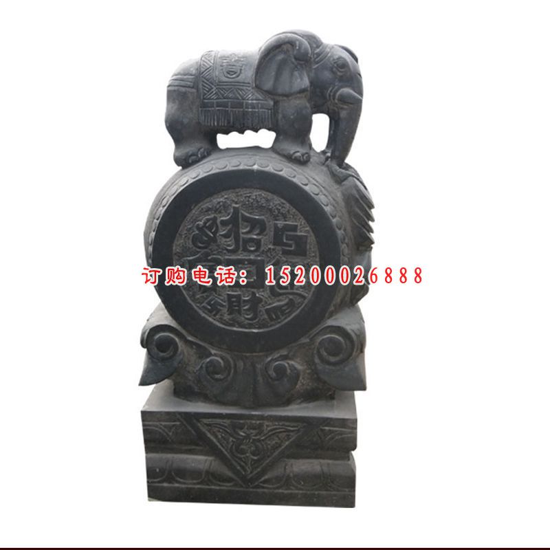 青石大象抱鼓  石雕庭院门口雕塑
