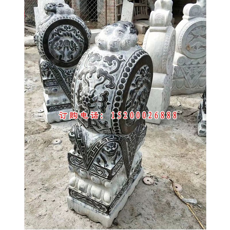 青石仿古吉祥抱鼓石,狮子门墩石雕 (1)