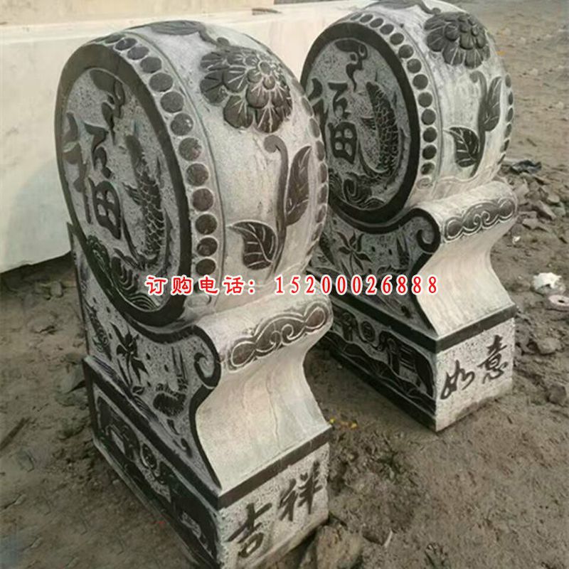 青石仿古抱鼓石,狮子门墩石雕 (1)