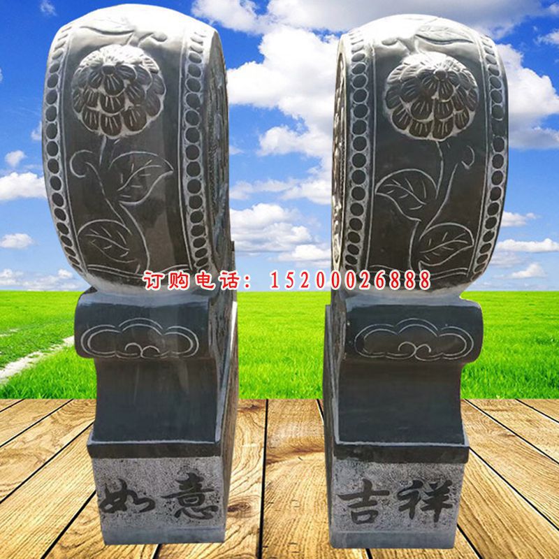 青石仿古吉祥抱鼓石,狮子门墩石雕 (3)