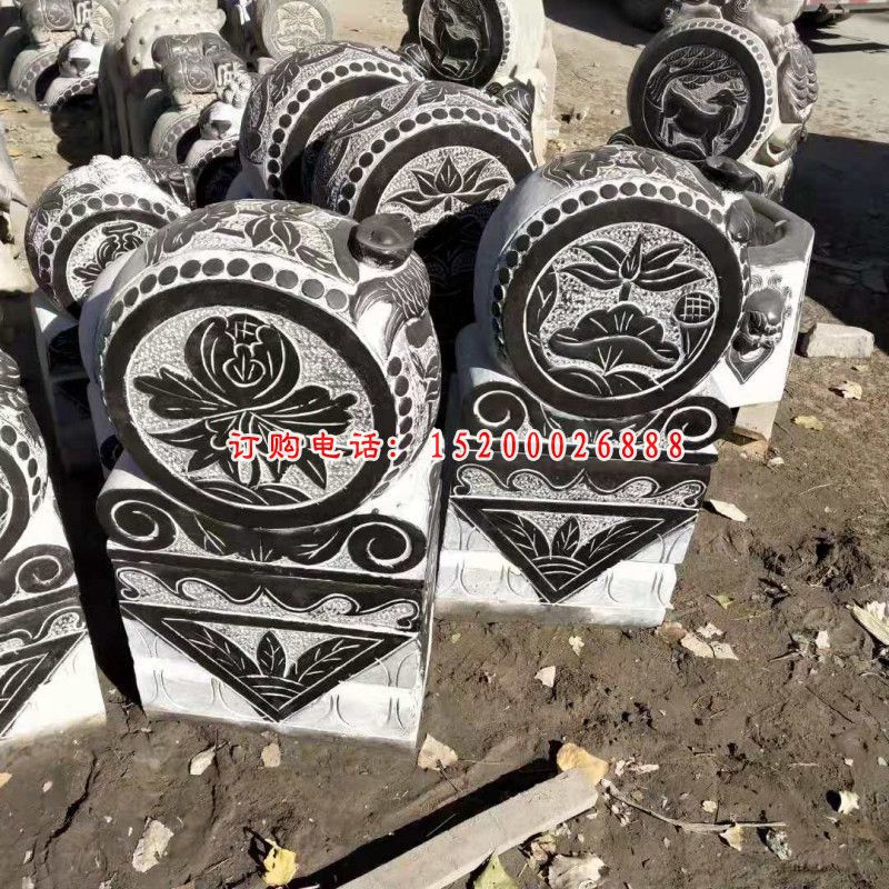 青石荷花抱鼓   石雕庭院门口雕塑