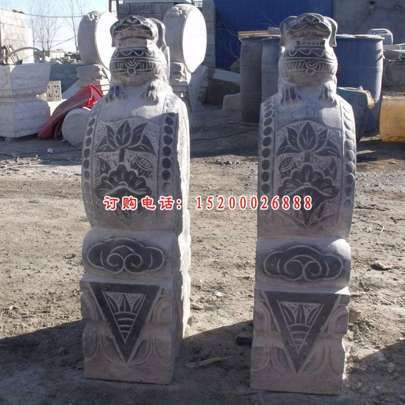 青石抱鼓石  石雕大象门墩雕塑 (4)