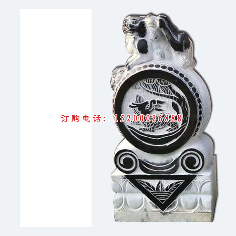 青石貔貅抱鼓   石雕庭院门口雕塑