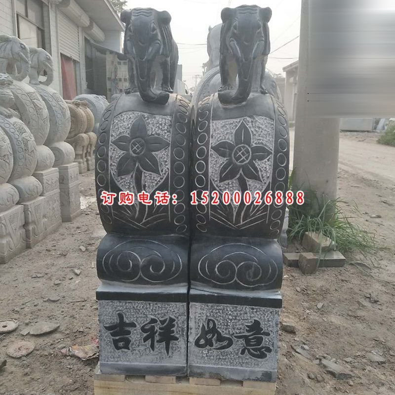 青石如意抱鼓   石雕庭院门口雕塑