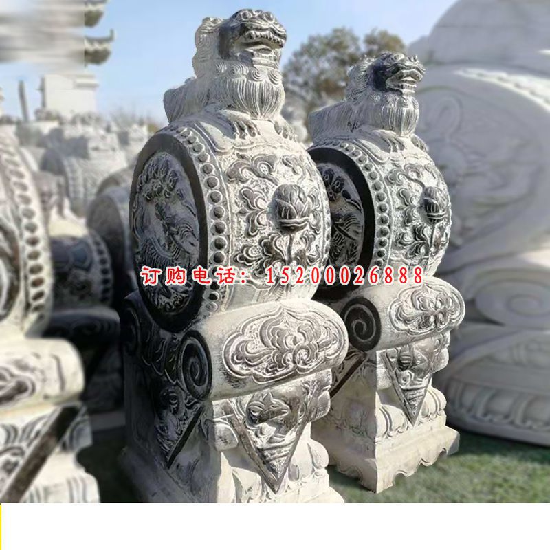 青石狮子抱鼓   石雕庭院门墩雕塑2