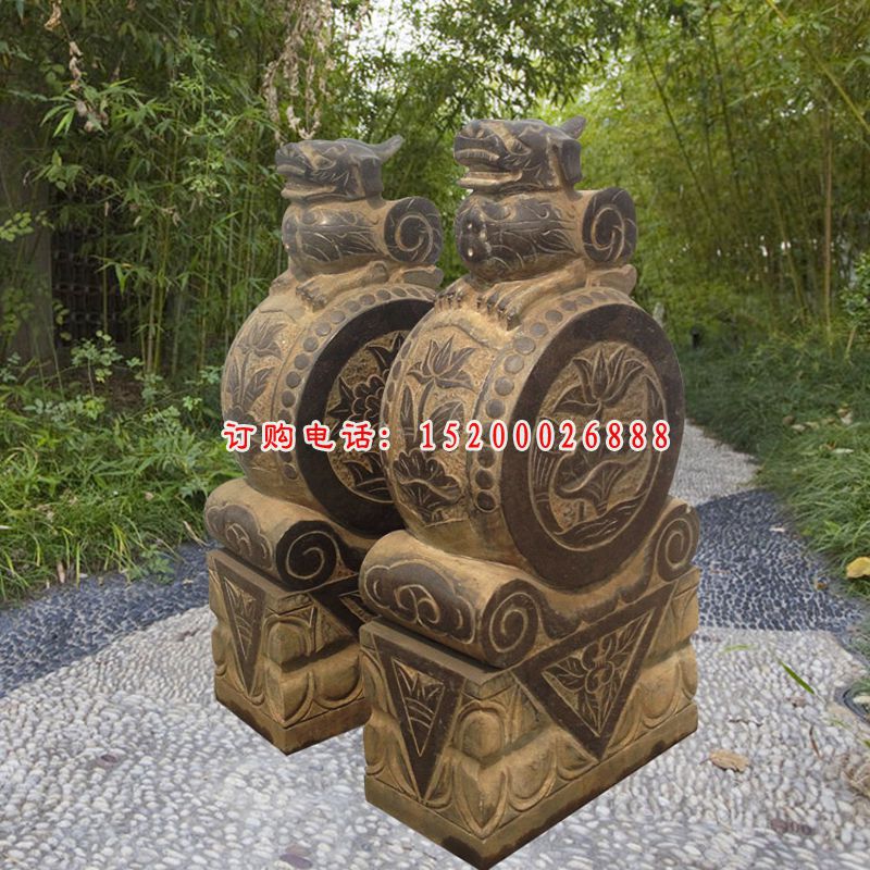 狮子石门墩，仿古门墩雕塑