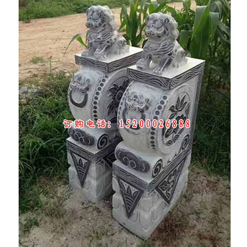 石雕抱箍，石雕门墩
