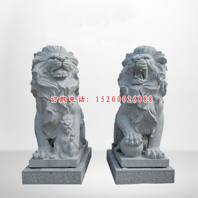 企业门口雕塑，欧式石狮