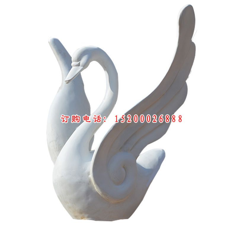 汉白玉展翅天鹅  石雕公园动物雕塑