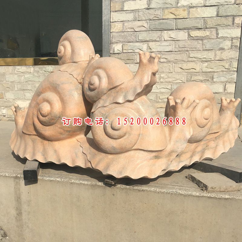 大理石爬行蜗牛  石雕公园动物摆件 (2)