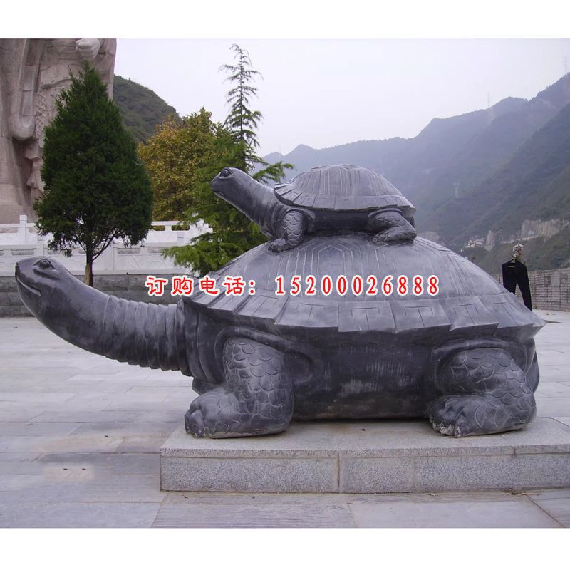 石雕母子龟，寺庙乌龟雕塑 (2)