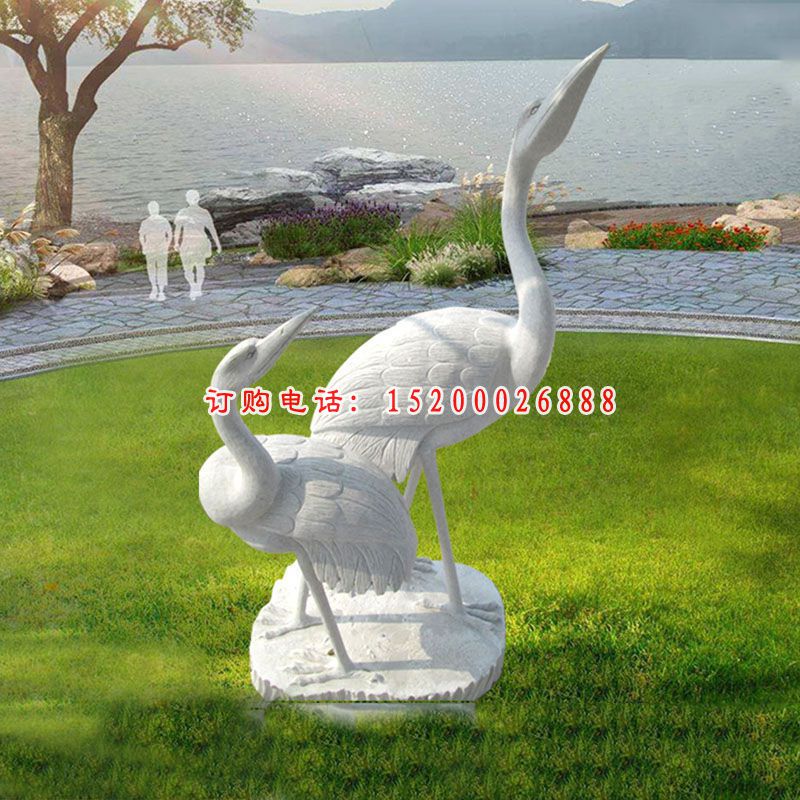 大理石仙鹤  石雕公园动物雕塑 (2)