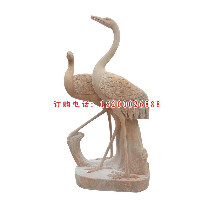晚霞红仙鹤雕塑 公园石雕仙鹤 (5)