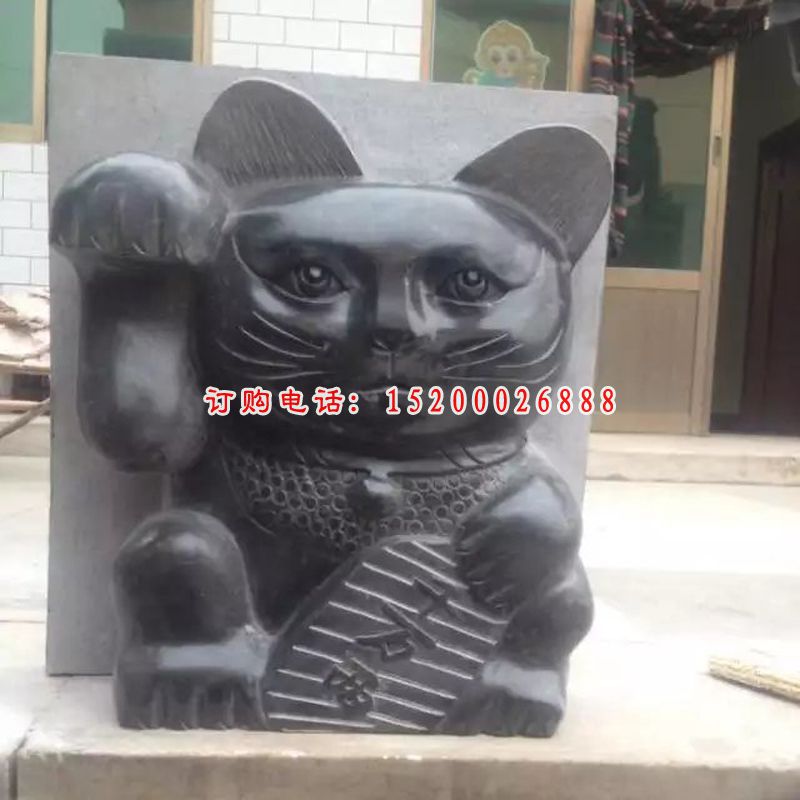 小猫石雕，卡通小猫动物雕塑 (1)