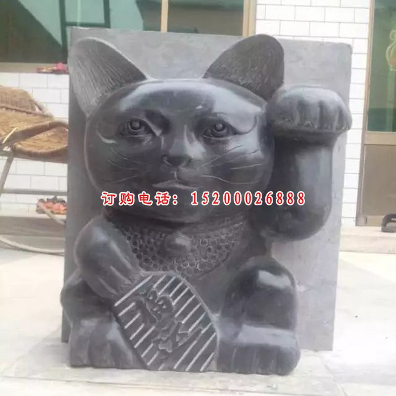 小猫石雕，卡通小猫动物雕塑 (2)