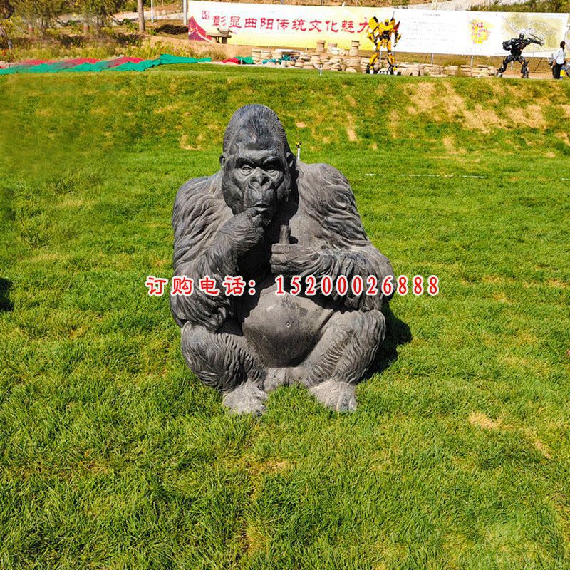 大理石草坪猩猩   石雕公园动物雕塑