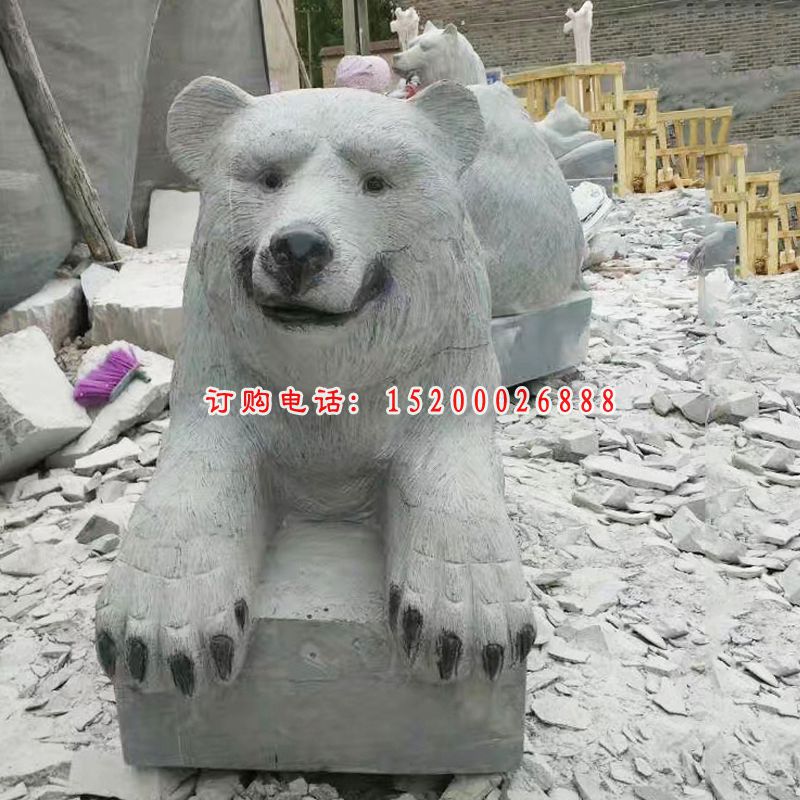 大理石狗熊  石雕公园动物雕塑 (4)