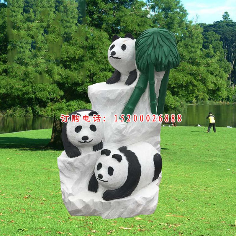 公园大熊猫石雕，景观动物石雕