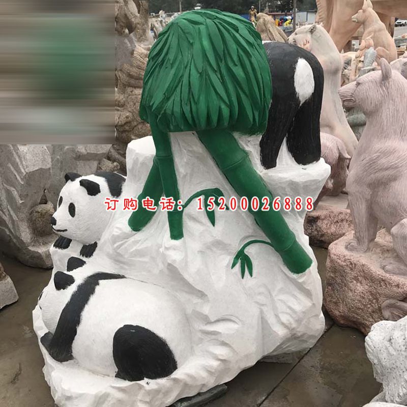 石雕大熊猫，公园动物摆件 (2)