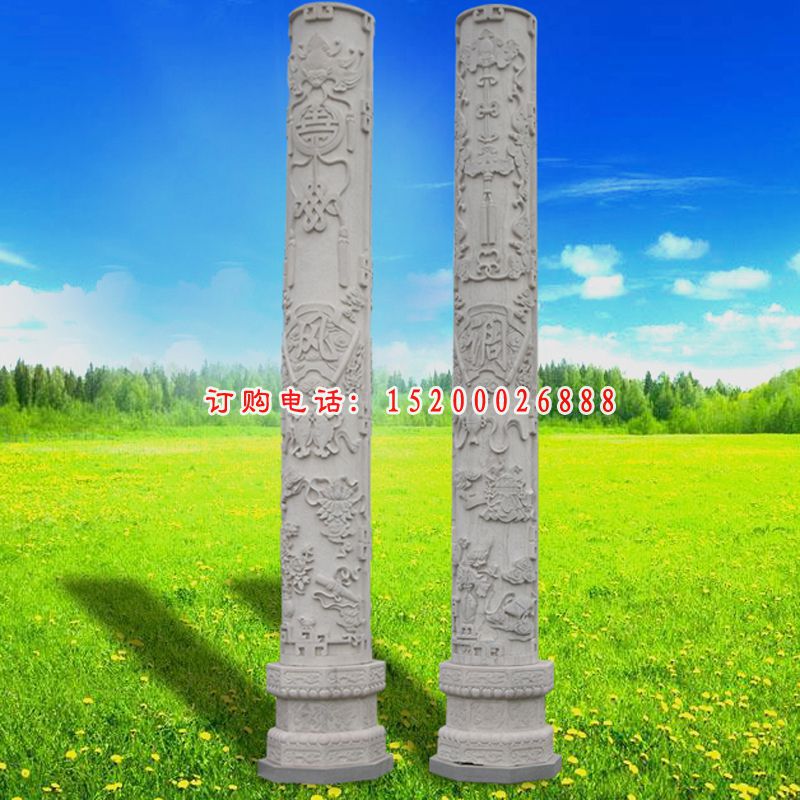 盘龙柱石雕 广场龙浮雕石柱