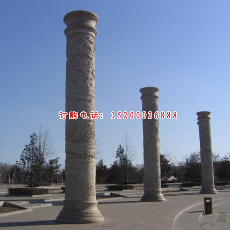 石雕柱子，广场罗马柱石雕