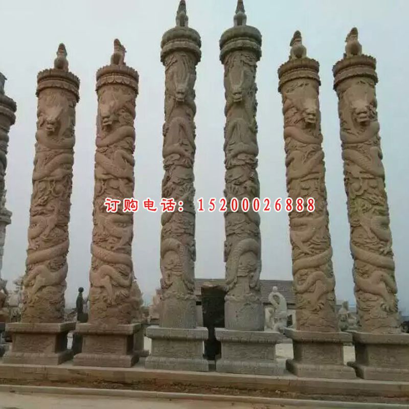 盘龙柱石雕，广场石龙柱雕塑