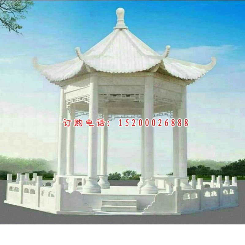 大理石凉亭雕塑，六角石凉亭雕塑