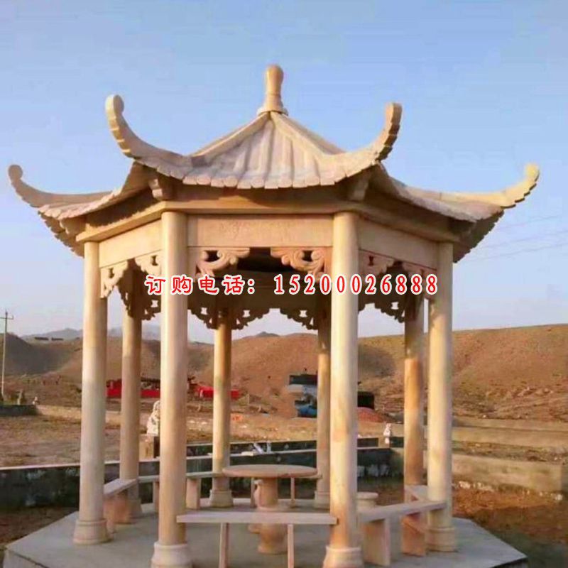 大理石六角凉亭   石雕广场景观雕塑 (1)