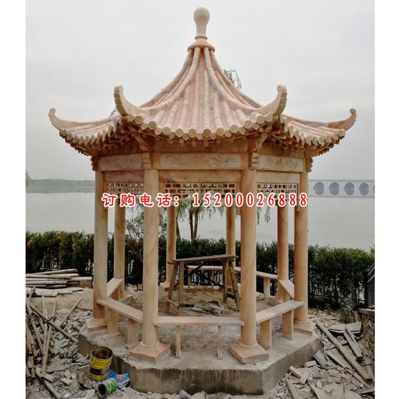 大理石六角凉亭  石雕广场景观雕塑 (2)