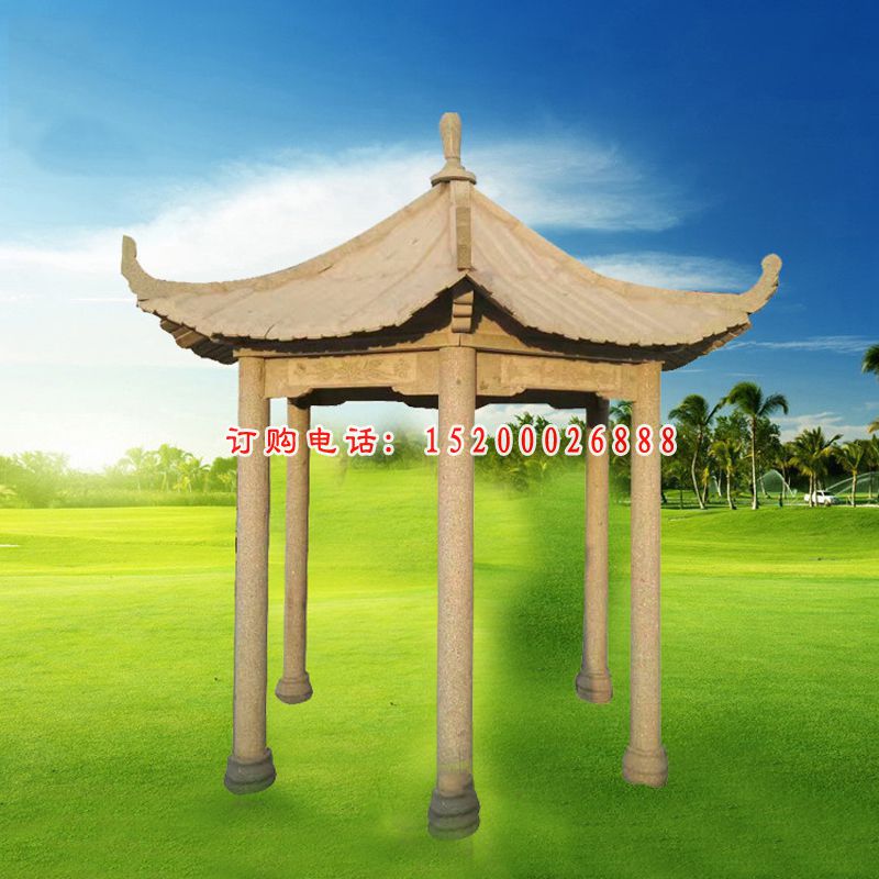 大理石四角凉亭  石雕公园景观雕塑 (1)