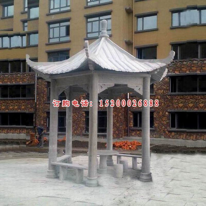 大理石小区六角凉亭  景观石雕