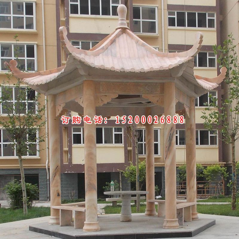 大理石四角凉亭  石雕小区景观雕塑 (4)