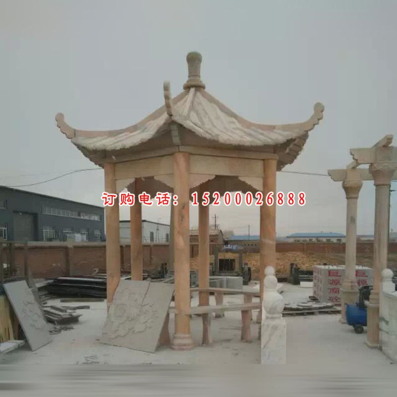 大理石四角凉亭  石雕小区景观雕塑