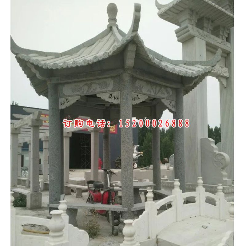 凉亭石雕，大理石六角凉亭雕塑