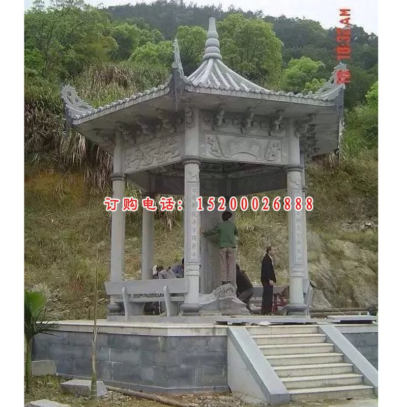凉亭石雕，大理石凉亭雕塑 (2)