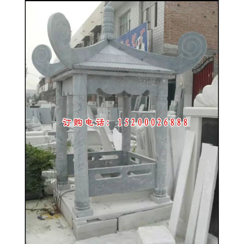 石雕凉亭，大理石四角亭子雕塑 (2)
