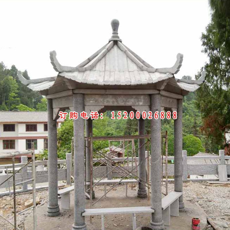 青石四角凉亭  石雕广场小区景观雕塑