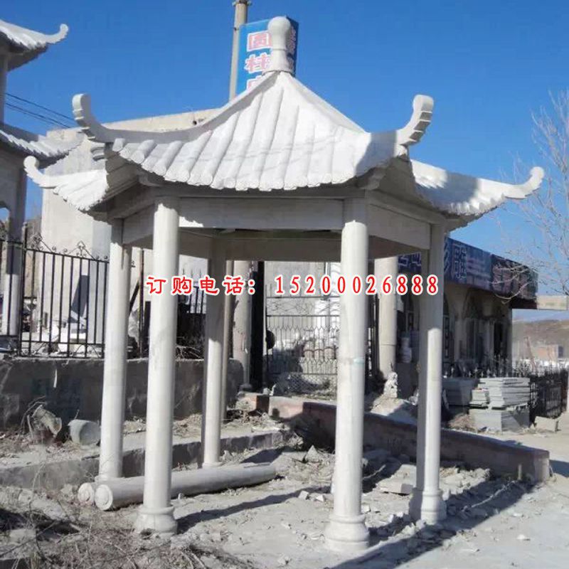 石雕凉亭，大理石亭子雕塑 (4)