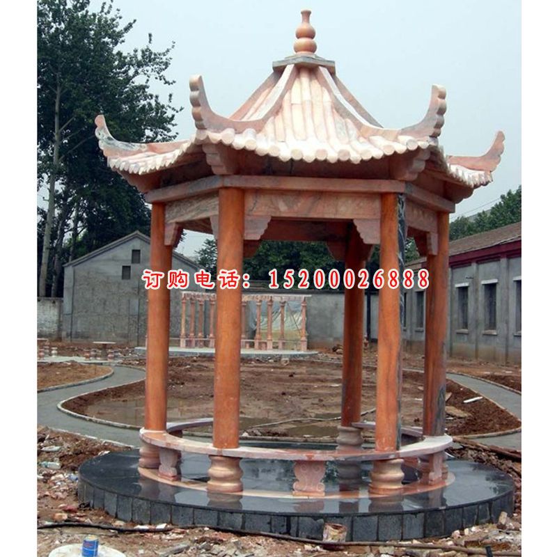 石雕凉亭，公园景观雕塑 (5)