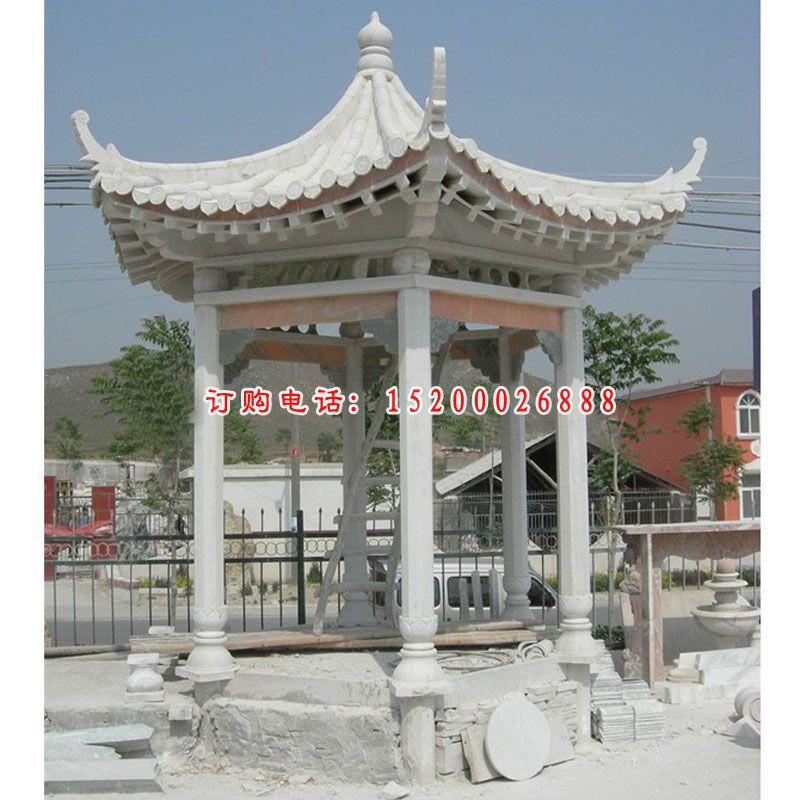石雕凉亭，公园景物雕塑 (2)