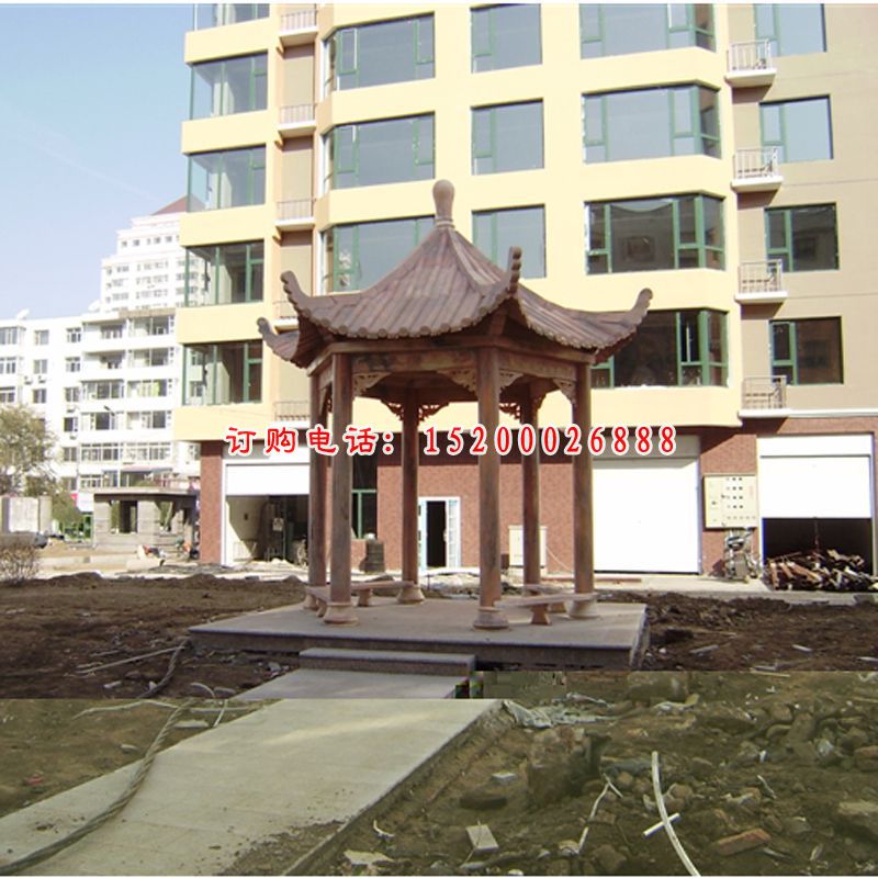 石雕凉亭，石头凉亭，小区凉亭