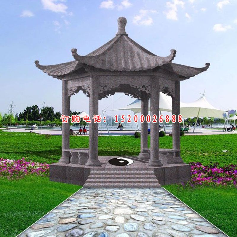 石凉亭，公园亭子雕塑 (2)