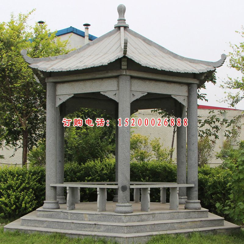 石亭子，青石六角凉亭 (2)