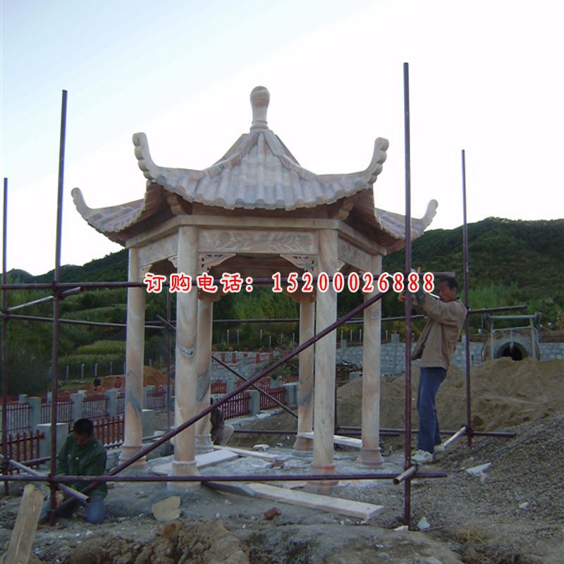 石亭子安装，石雕凉亭