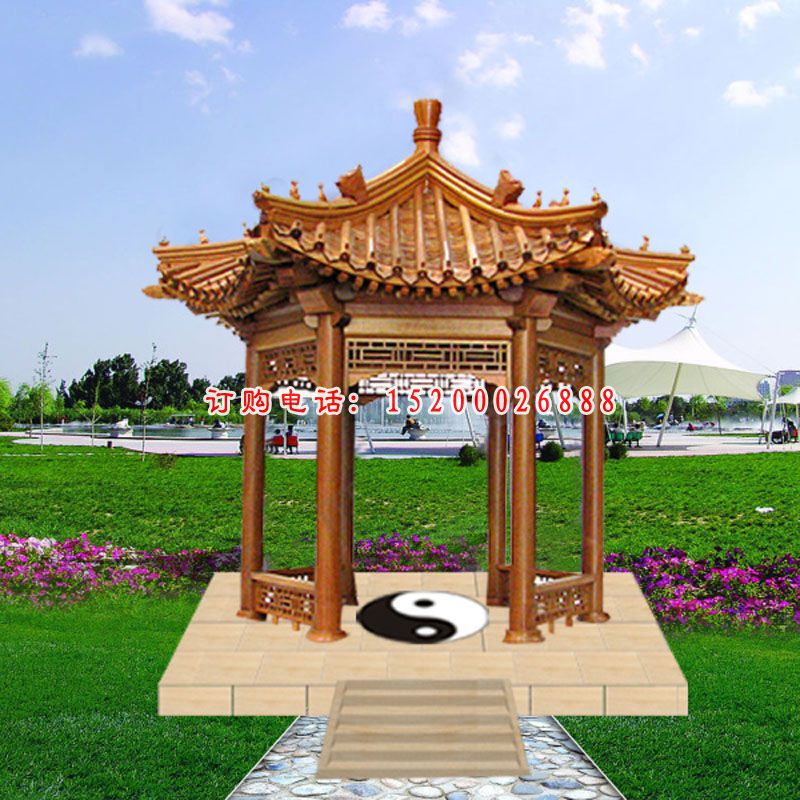 石凉亭，公园亭子雕塑 (1)